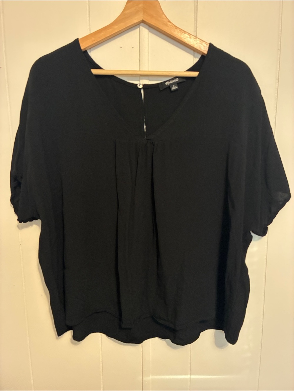 Madewell Black V-Neck Short Sleeve Blouse